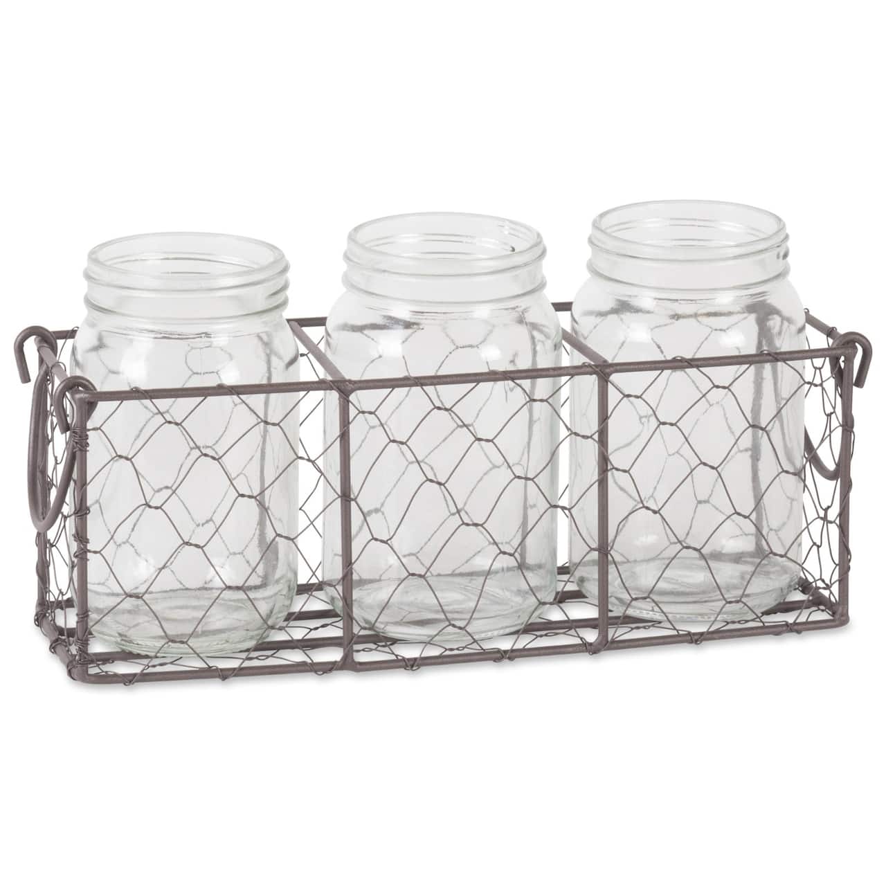DII&#xAE; Rustic Chicken Wire Flatware Caddy with Clear Jars